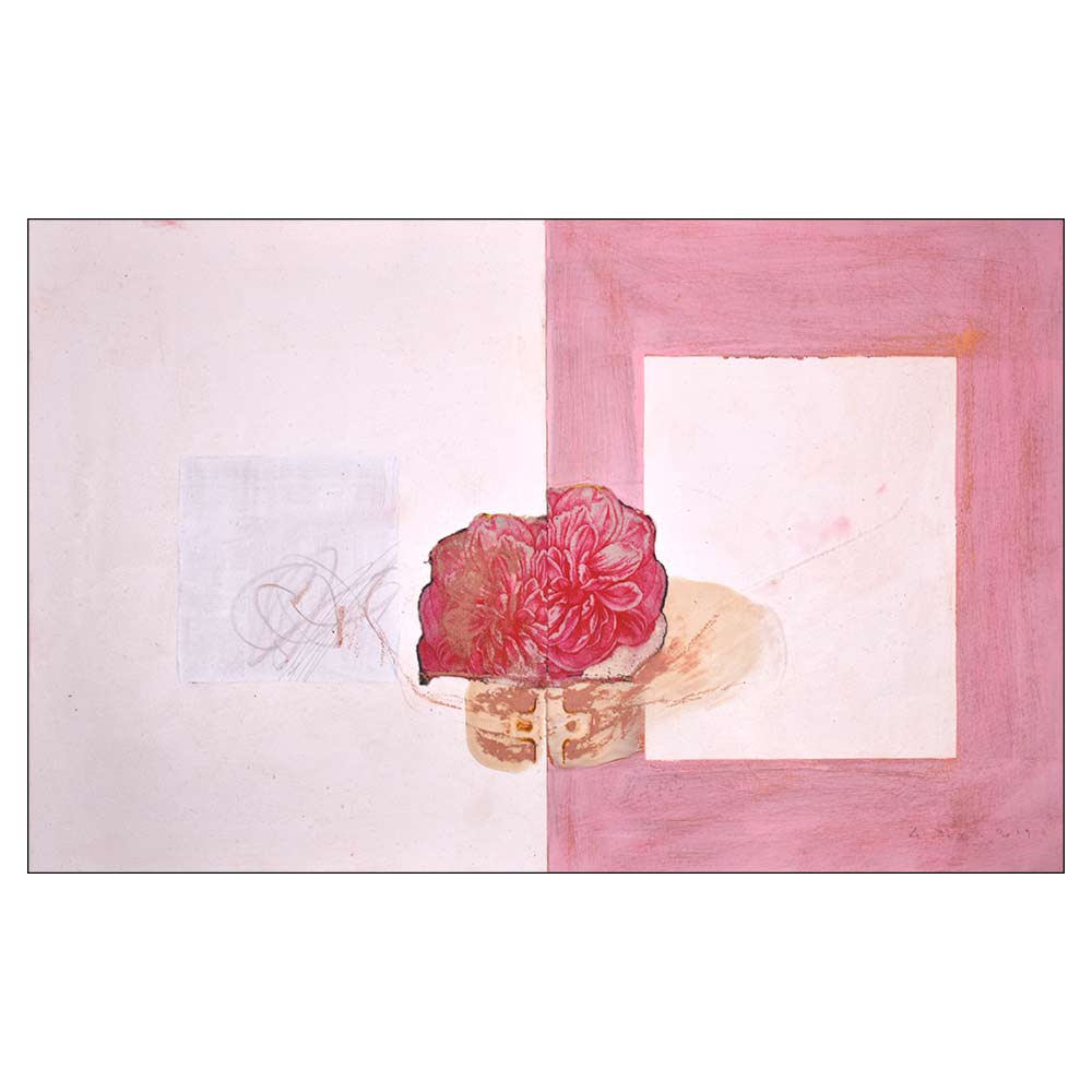 Gilles Le Dez, fleurs-charniere-cadres, 41 x 66 cm, techniques mixtes, papier, 2019.